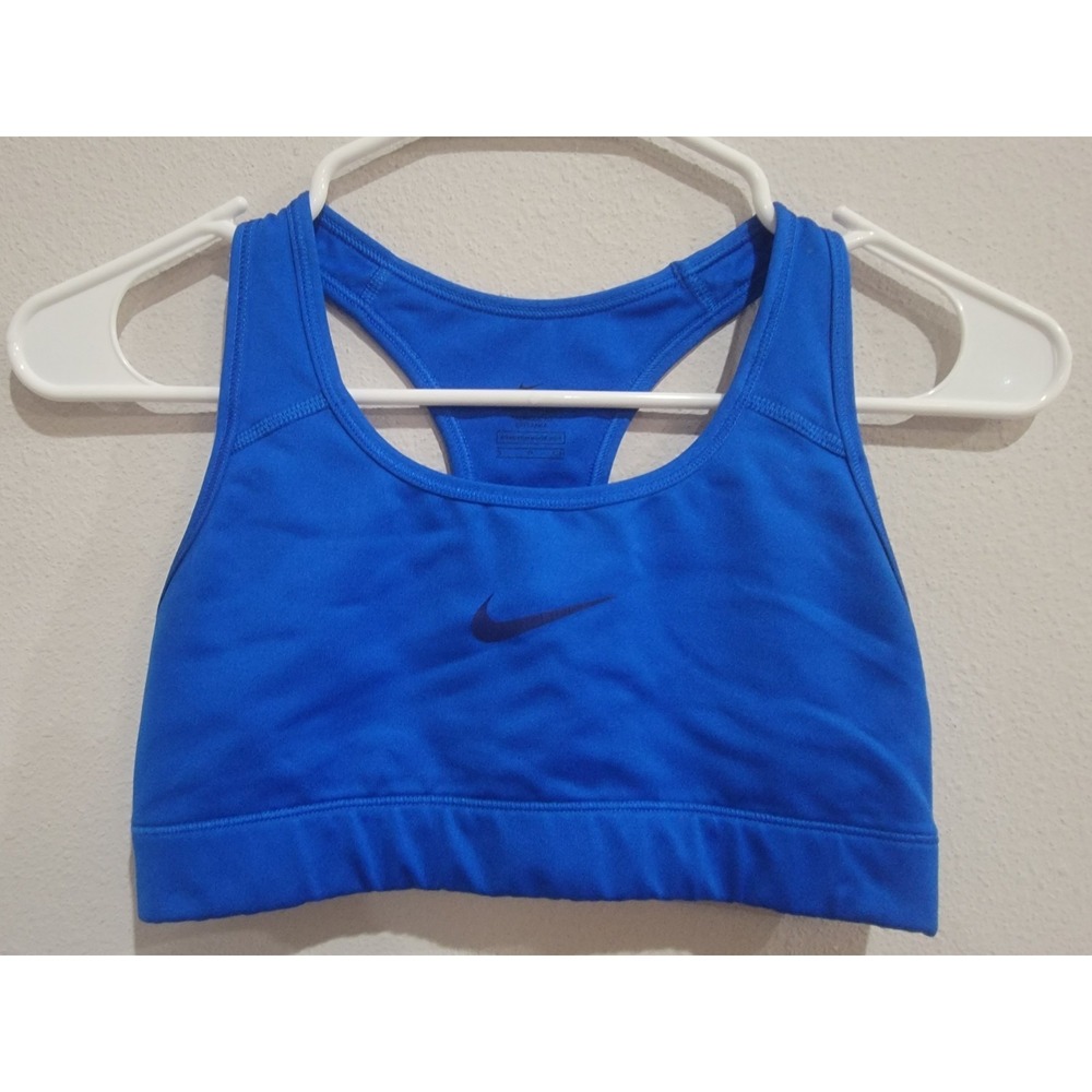 Nike Swoosh Dri Fit Blue Athletic Activewear‎ Racerback Sports Bra Womens sz S